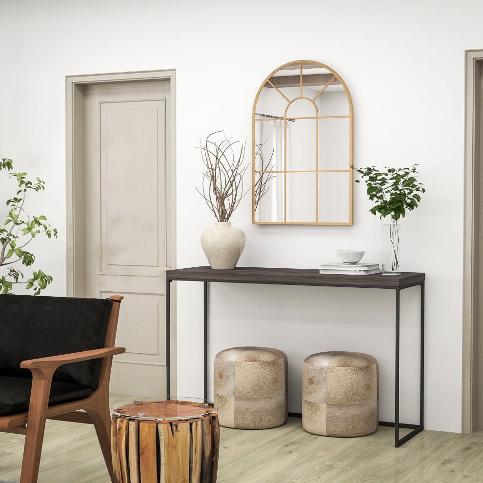 Portland Gold Tone Arched Window Wall Mirror 91 x 60cm - image 4