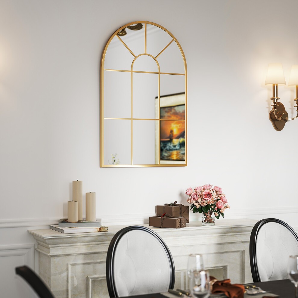 Portland Gold Tone Arched Window Wall Mirror 91 x 60cm - image 5