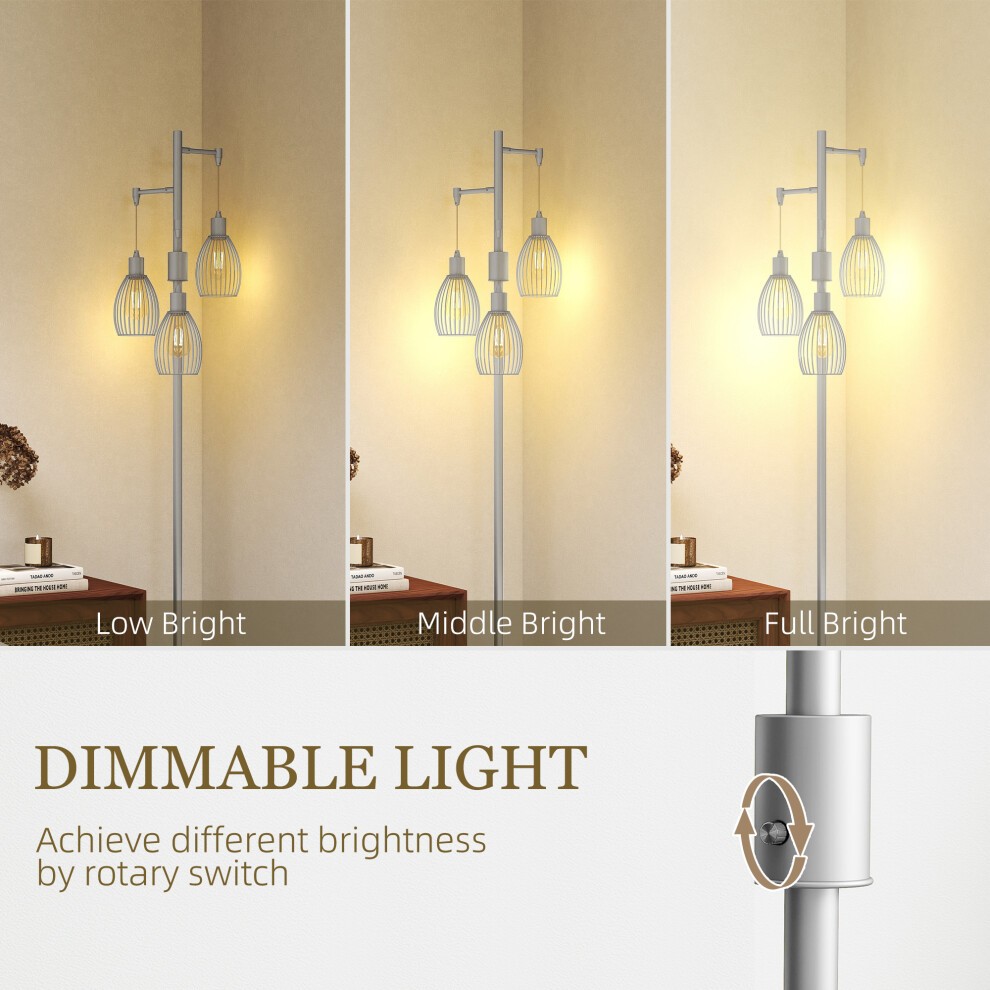Portland Silver Tone 3 Light Dimmable Industrial Floor Lamp - image 3