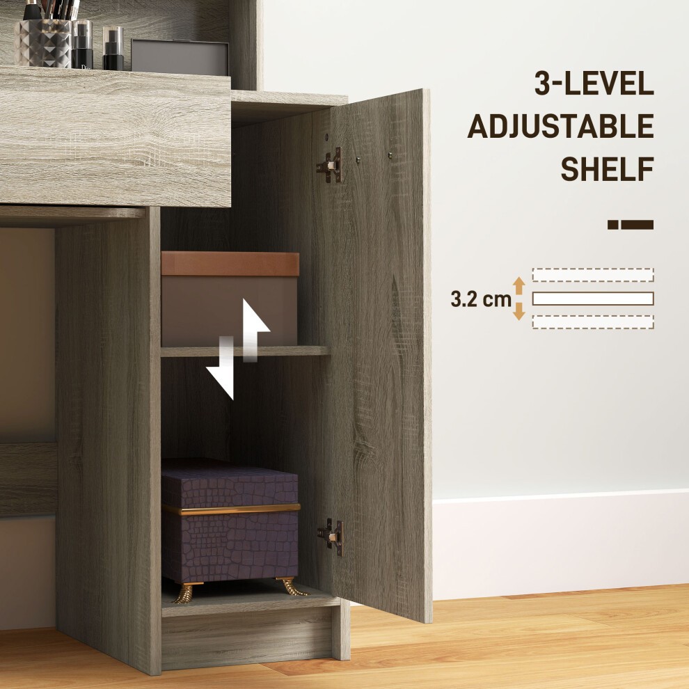 Portland Single Drawer Single Door 3 Shelf Dressing Table Set with Mirror - image 4