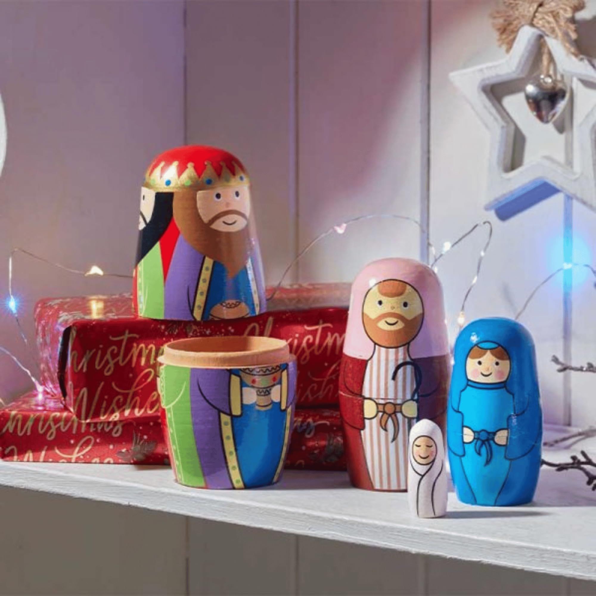 Premier Hand Painted Wooden Nativity Christmas Figurine Set 14cm - image 4