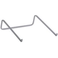M-Bar Laptop Stand in space gray, made of anodized aluminum, elevates the screen by 3 inches with a sleek, minimalist design and sturdy support.