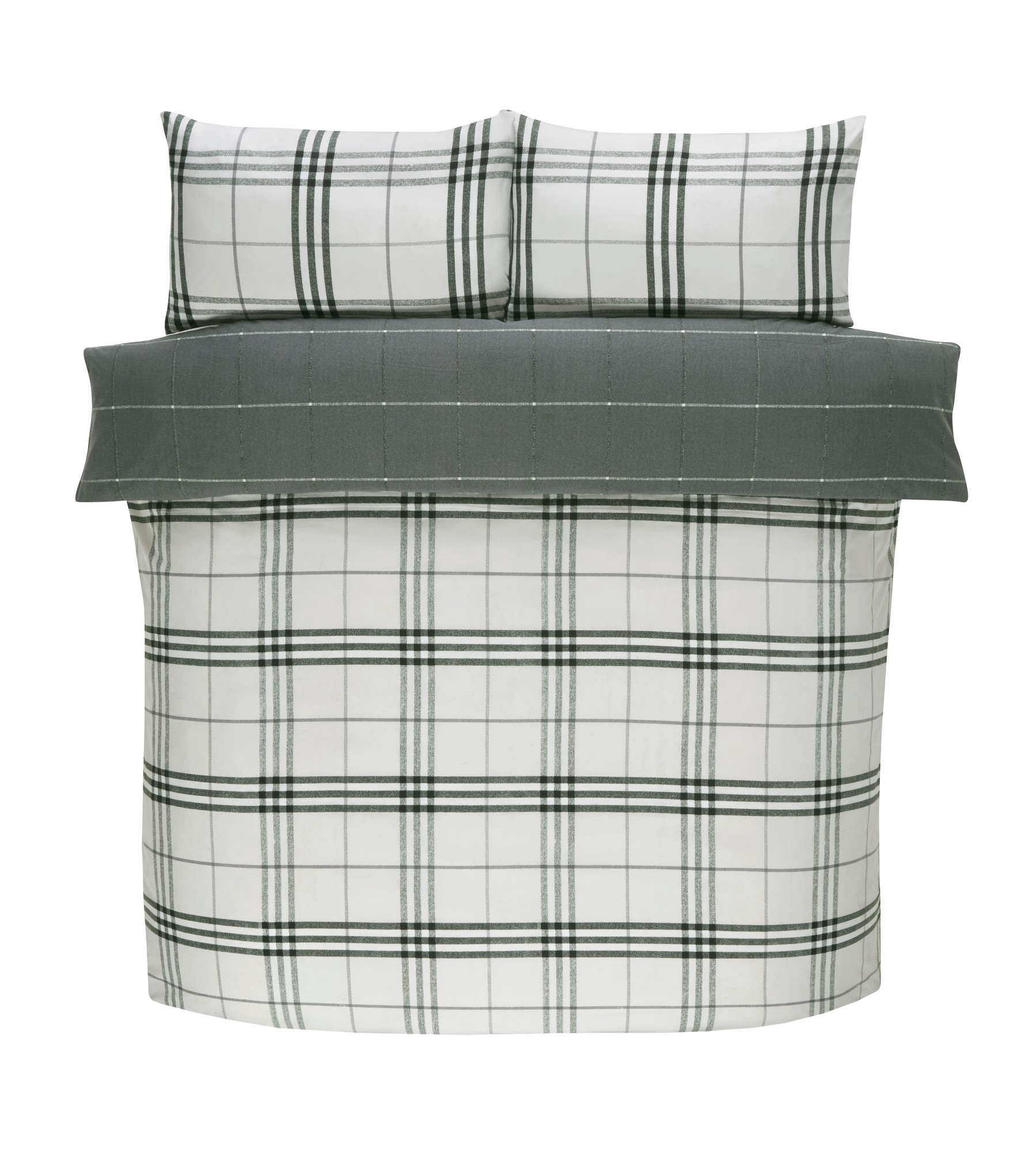 Rapport Home Harris King Size Grey Check Duvet Set - image 4