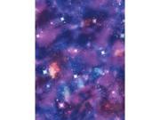 Vibrant purple cosmic wallpaper featuring abstract patterns of planets and glittering stars, creating a modern space-themed design.