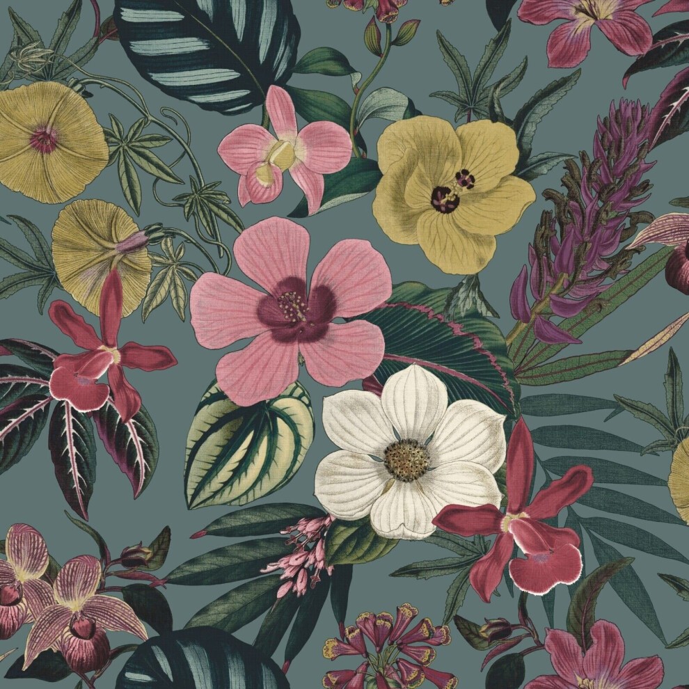Rasch Priya Floral Petrol Wallpaper - image 2