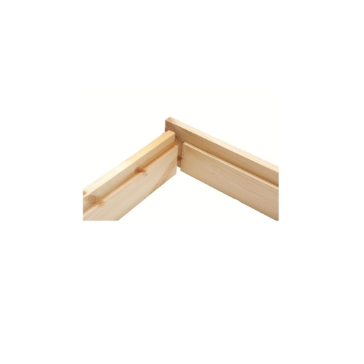 Rebated redwood door casing in a natural wood finish, measuring 38mm x 138mm, featuring a clean, smooth edge and a corner joint for easy installation.