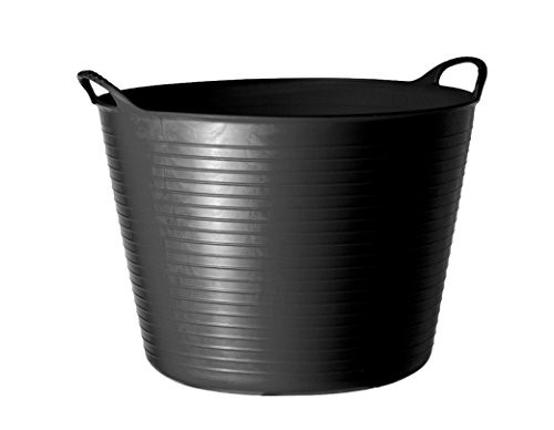 Extra large black Gorilla Tub® with a 75-litre capacity, made from durable plastic, featuring a ribbed design and sturdy handles for easy carrying.