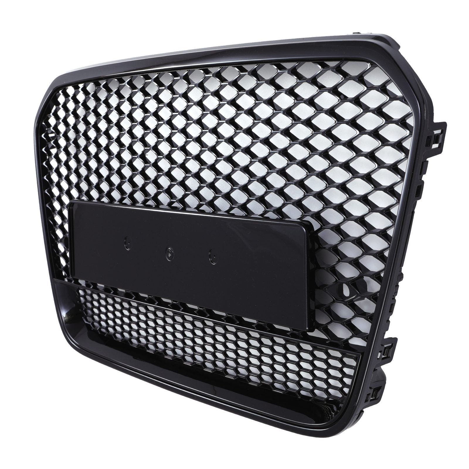 RS5 Style Front Honeycomb Badgeless Grille Black - Audi A6 C7 12-15 - image 2