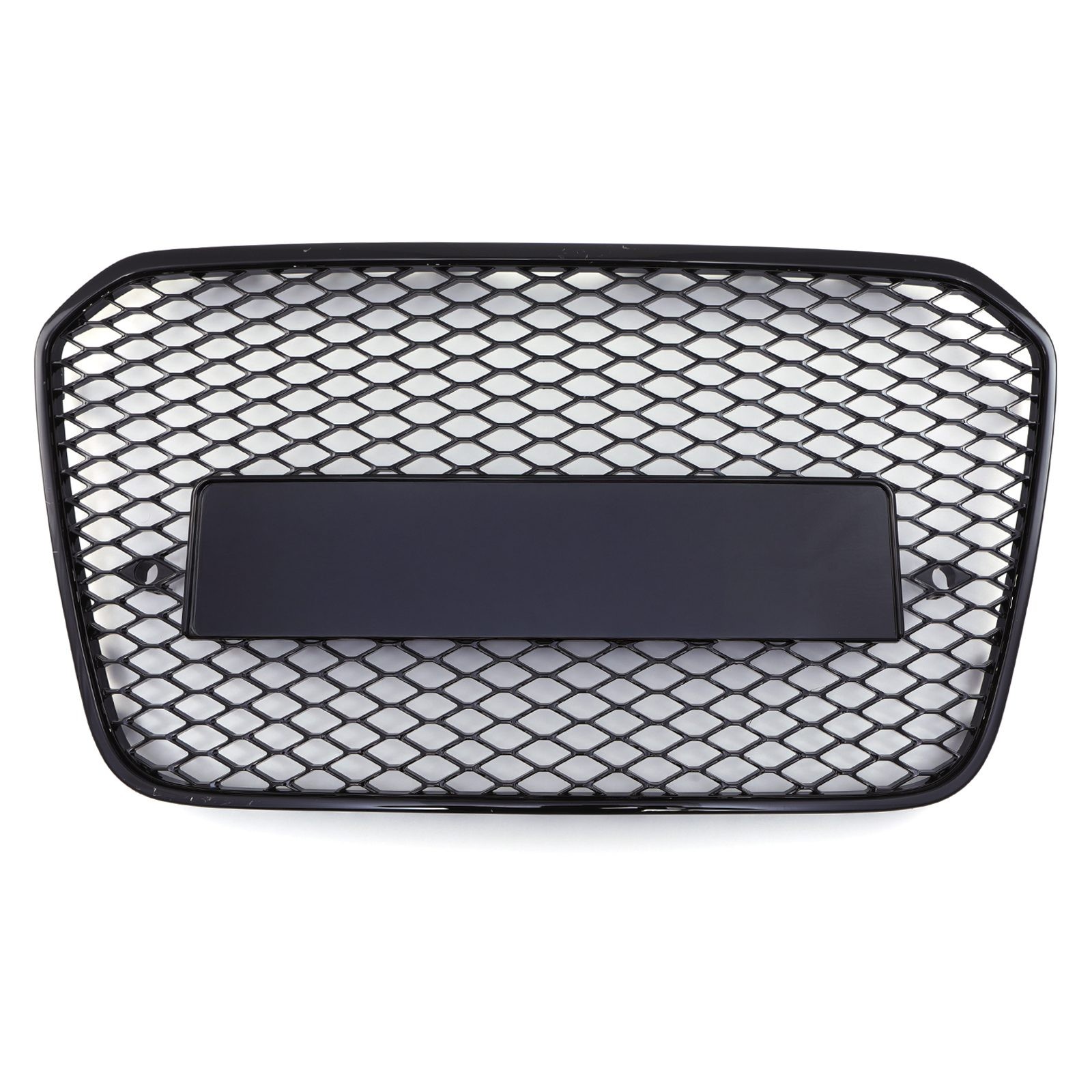 RS6 Style Front Honeycomb Badgeless Grille Black - Audi A6 C7 11-15 - image 2