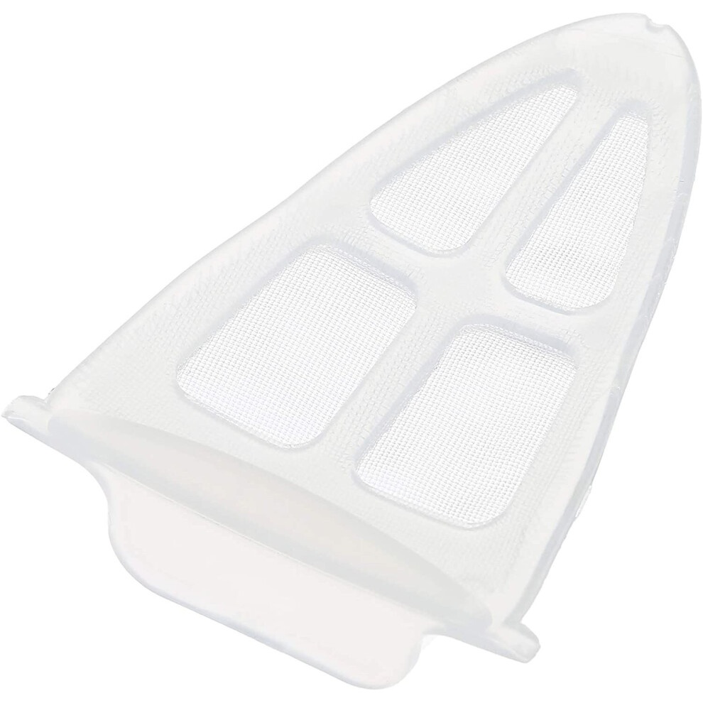 White kettle filter for Russell Hobbs models 21400 and 21401, featuring a triangular shape with mesh sections for water filtration.