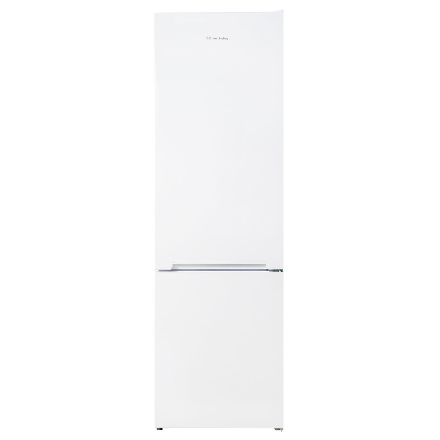 Freestanding white fridge freezer with a 329-litre capacity, featuring a sleek design, bottom freezer compartment, and minimalist handle.