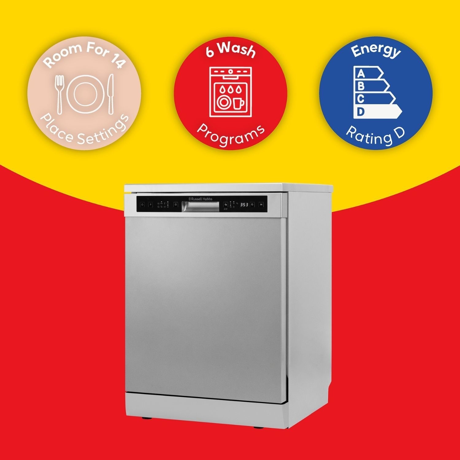 Russell Hobbs RH60DW00D2SS Inox Freestanding Dishwasher with 6 Wash Program - image 5