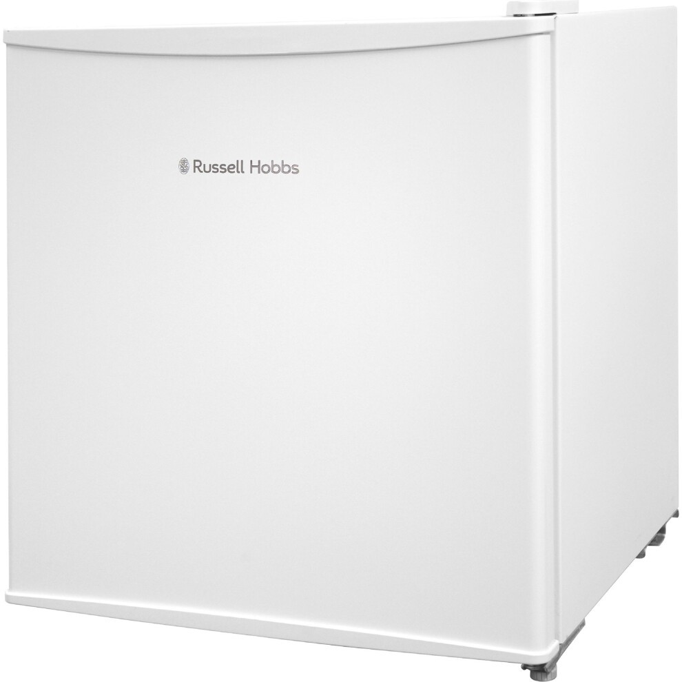 Compact white tabletop mini freezer with a 31L capacity, featuring a smooth surface, rounded edges, and an ice cube tray included.