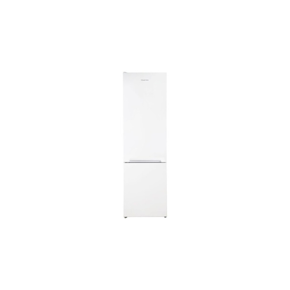 Russell Hobbs RH180FF541E1W freestanding fridge freezer in sleek white, featuring a 70/30 split, smooth finish, and bottom freezer compartment.