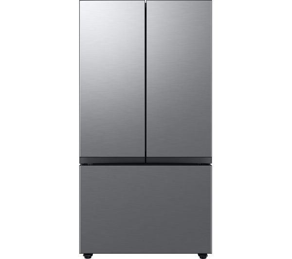 Samsung Bespoke AI 4 Door French Refrigerator in sleek silver finish, featuring a modern design with a 674L capacity and SpaceMax™ technology for enhanced storage efficiency.