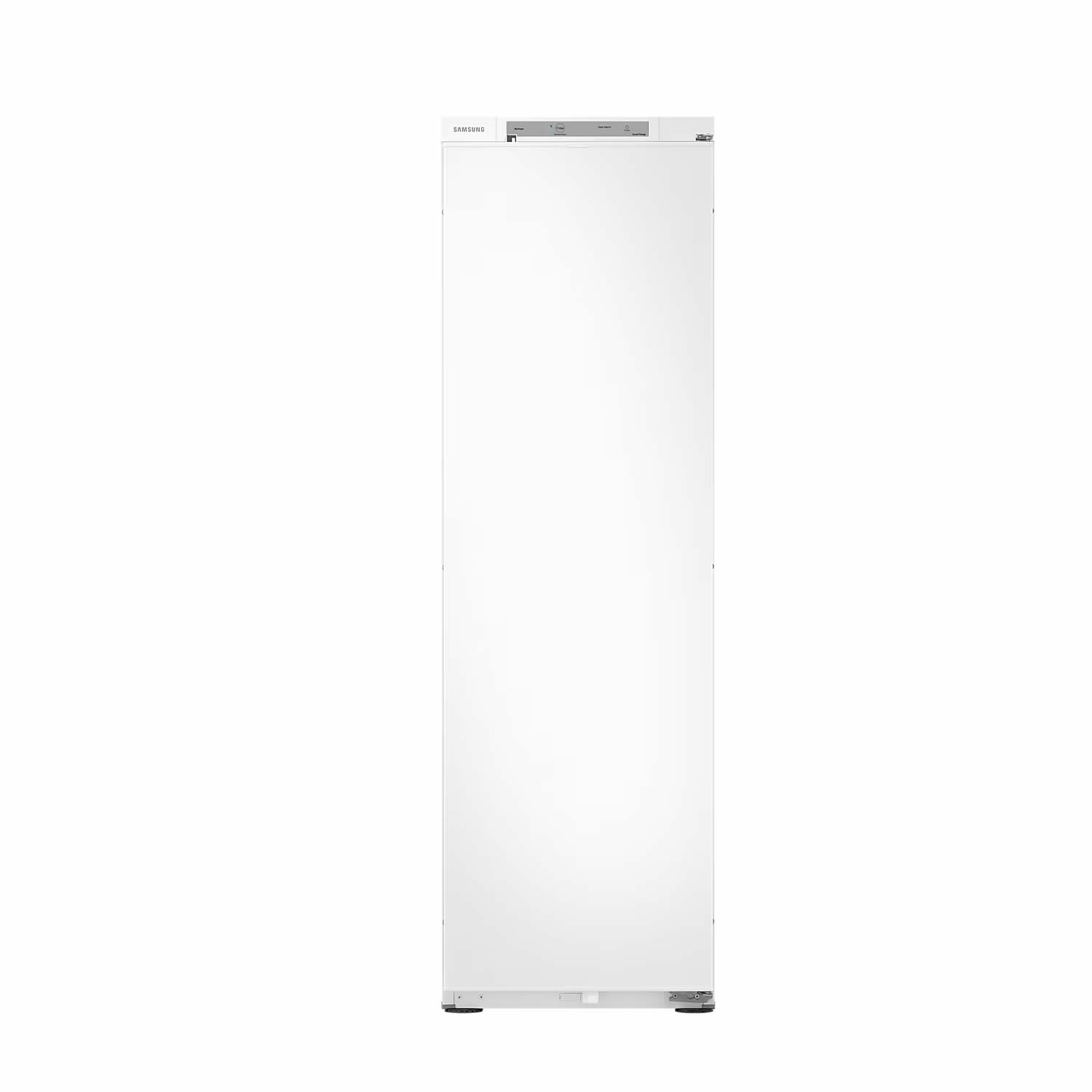 Samsung Integrated Refrigerator SpaceMax™ in Snow White, featuring a sleek, minimalist design with a 289L capacity and a smooth, glossy finish.