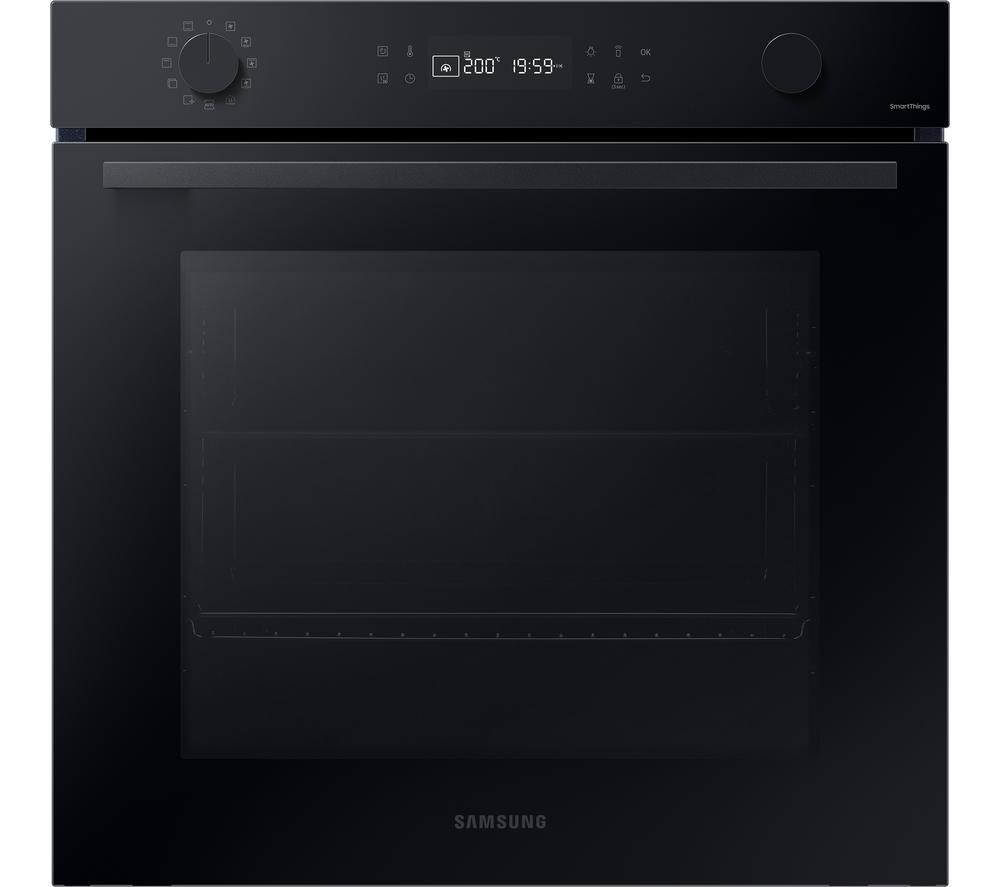 Samsung Bespoke Single Oven Series 4 in clean black, featuring a sleek design, 76L capacity, intuitive control knobs, and a digital display for precise cooking settings.