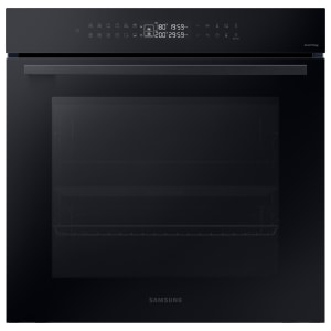 Sleek black Samsung Business Bespoke Single Oven with a 76L capacity, featuring a modern touch control panel and a glass front for easy monitoring of cooking progress.