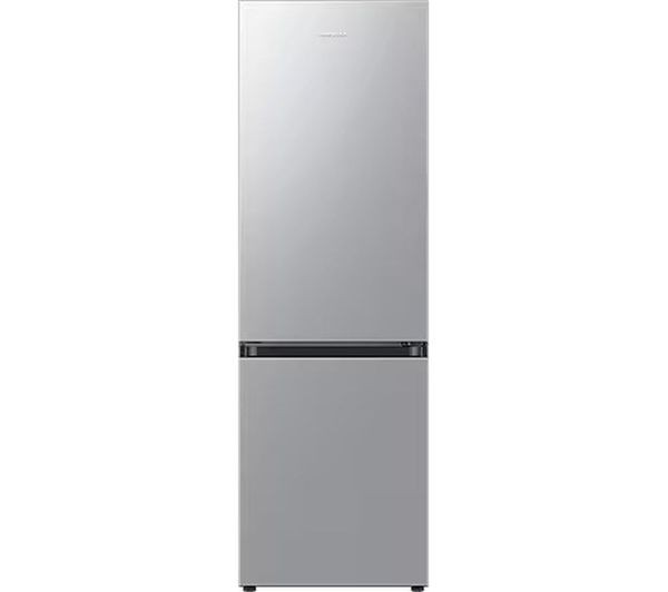 Sleek silver Samsung Bottom Mounted Freezer Series 6 with a 344L capacity, featuring a smooth finish and a black handle on the bottom freezer compartment.