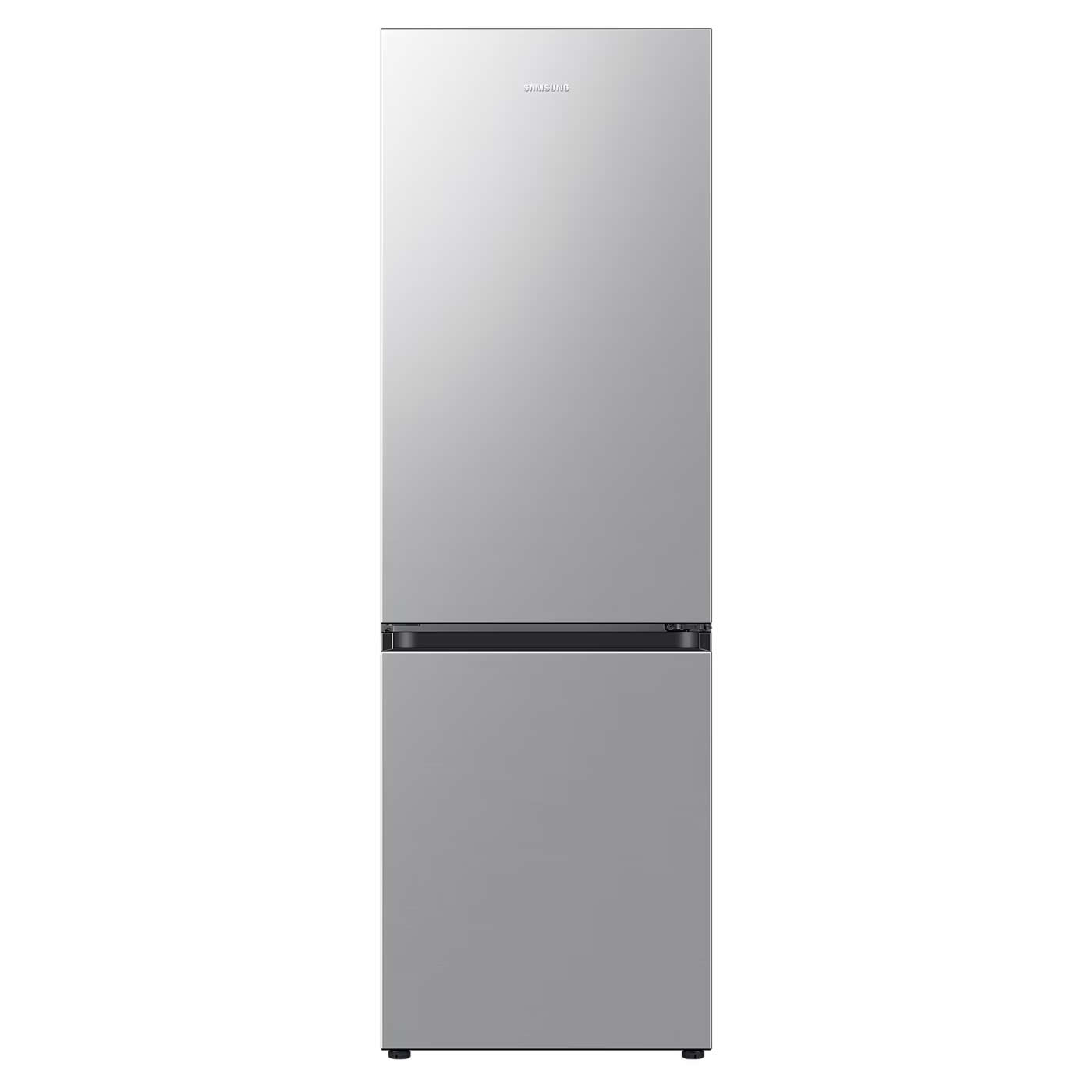 Sleek black Samsung RB34C600EBN Series 6 fridge freezer features a minimalist design, bottom freezer compartment, and SpaceMax™ technology for optimal storage efficiency.