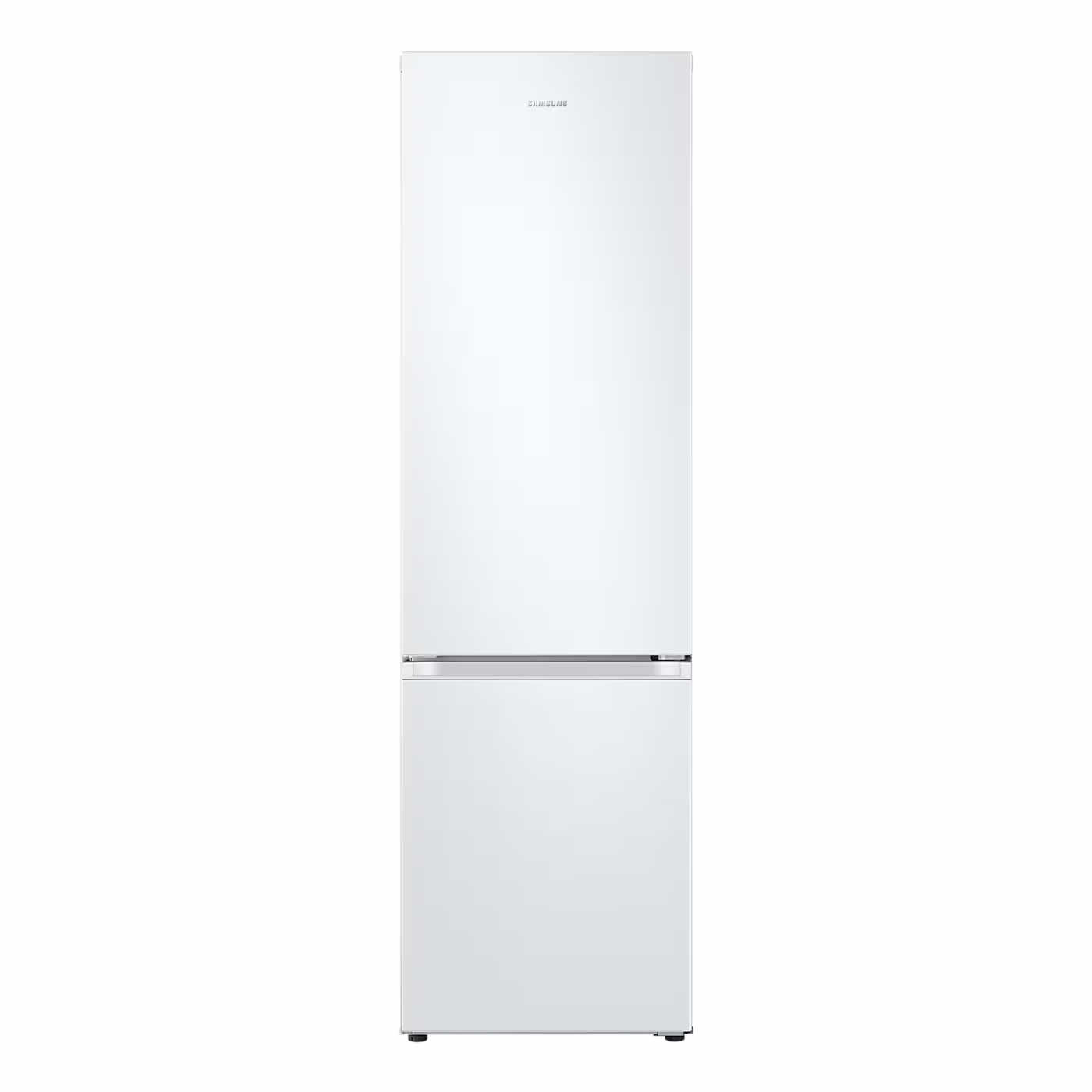 Samsung Bottom Mounted Freezer in Snow White, featuring a sleek design, 390L capacity, and a modern finish with a bottom freezer compartment.