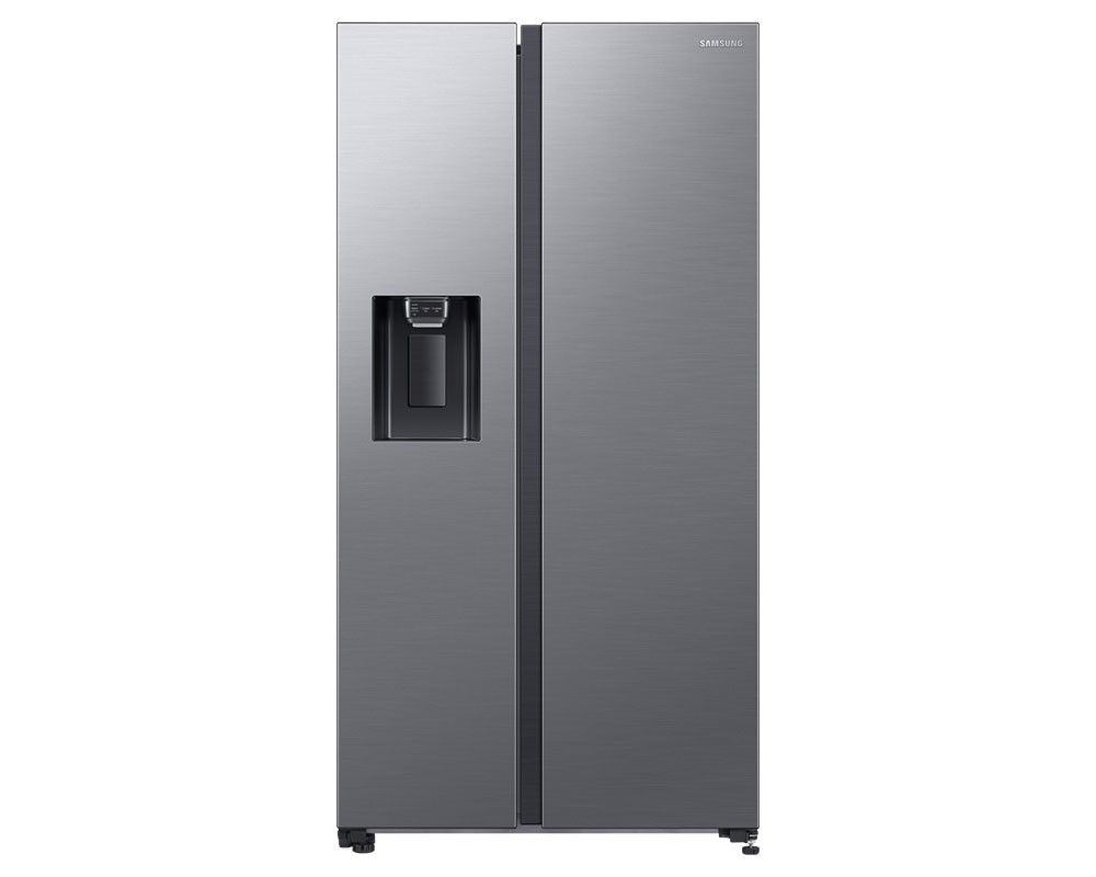 Sleek stainless steel Samsung RS65DG54R3S9EU Series 7 fridge freezer with a refined finish, featuring a water dispenser and double-door design.