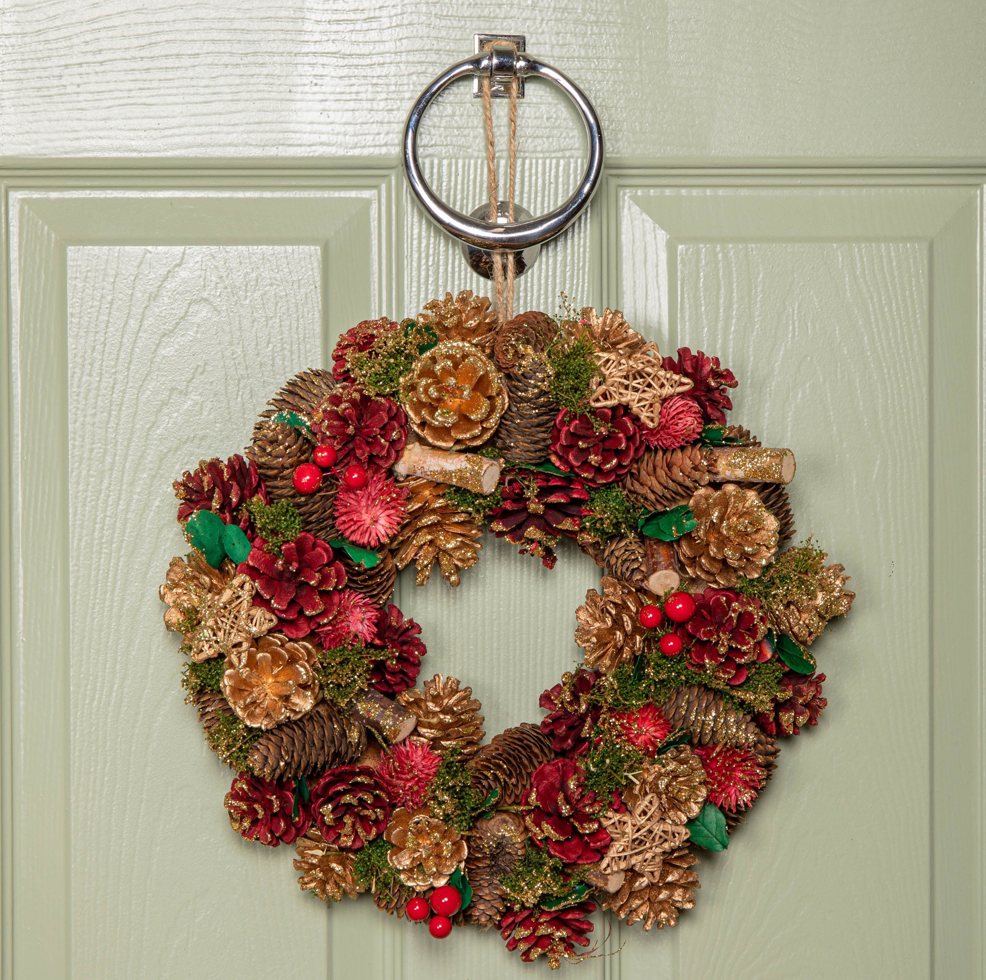 Samuel Alexander 36cm Red Wreath with Berries and Pinecones - image 2