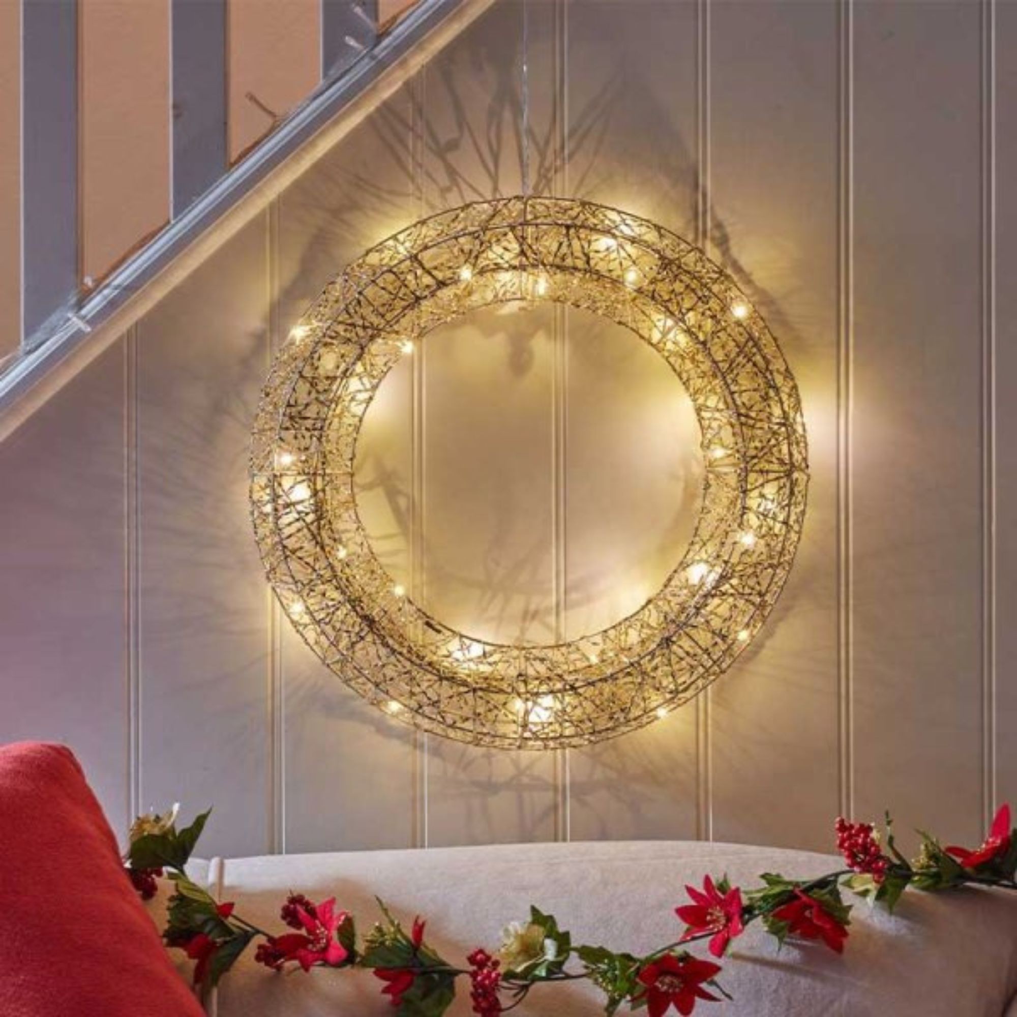 Samuel Alexander 40cm Gold Weave LED Wreath - image 3