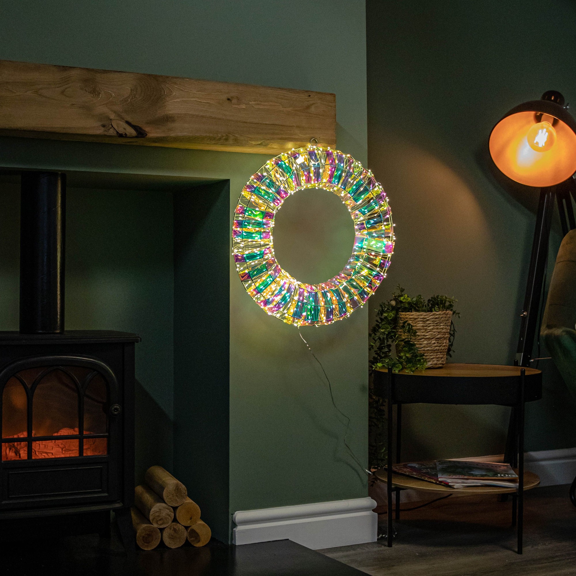 Samuel Alexander 45cm Iridescent Dream 600 Warm White LED Wreath - image 3