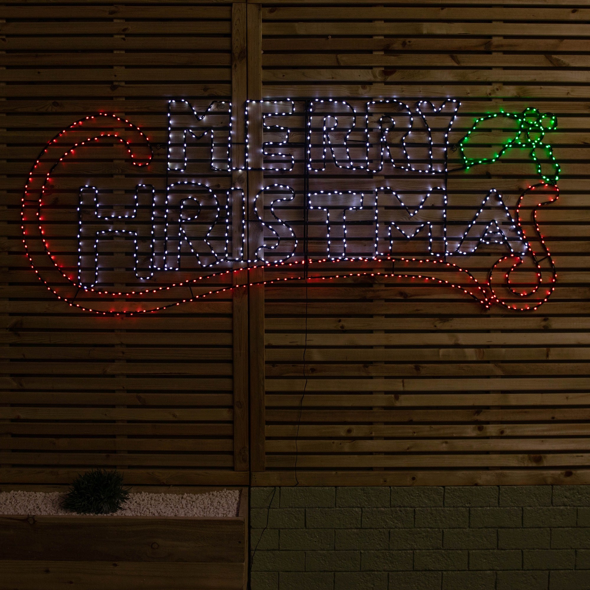 Samuel Alexander 938 Red White and Green LED Hanging Merry Christmas Sign 2 x 78cm - image 3