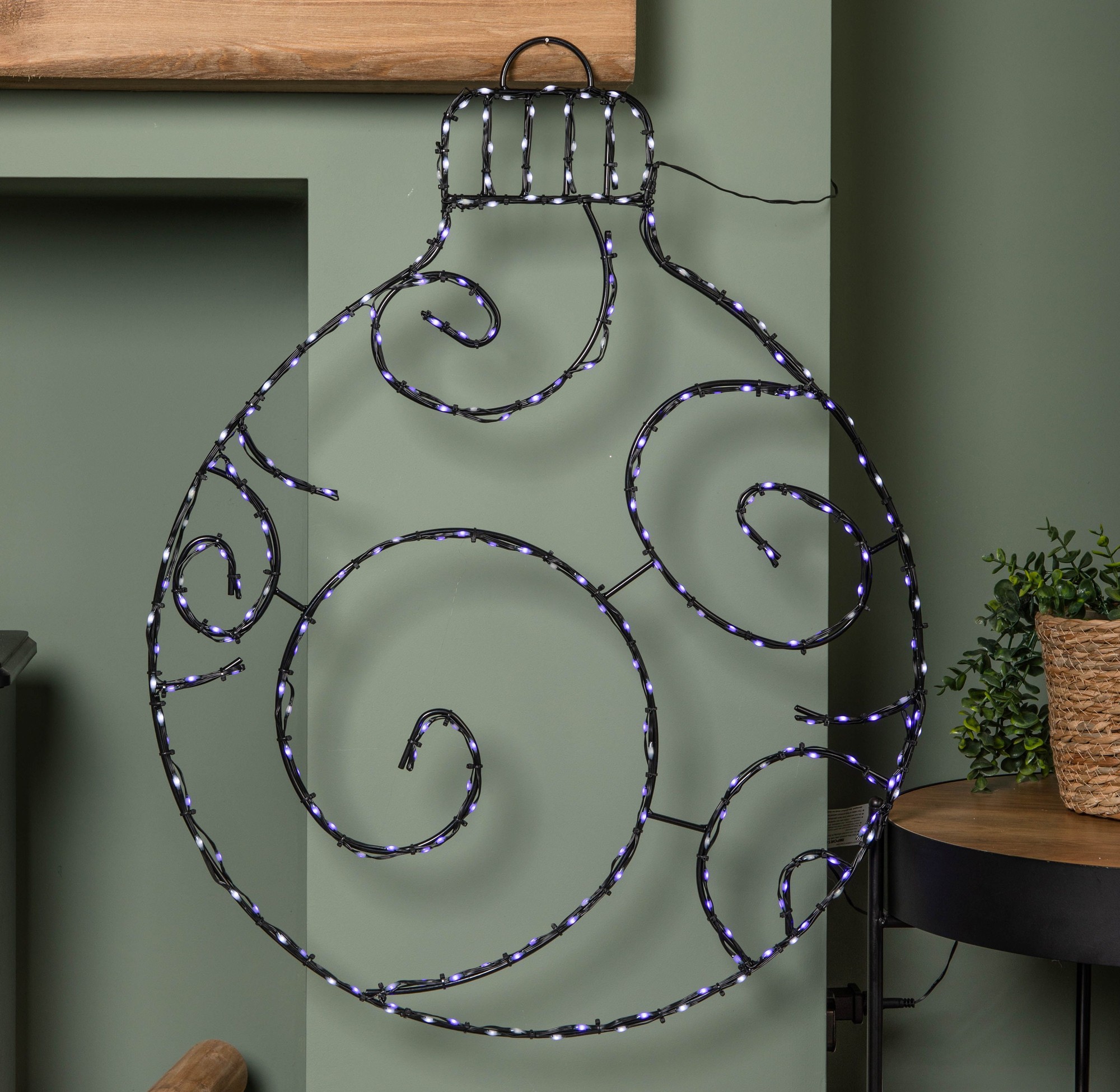 Samuel Alexander Blue and White LED Metal Hanging Christmas Bauble Silhouette 78cm - image 4