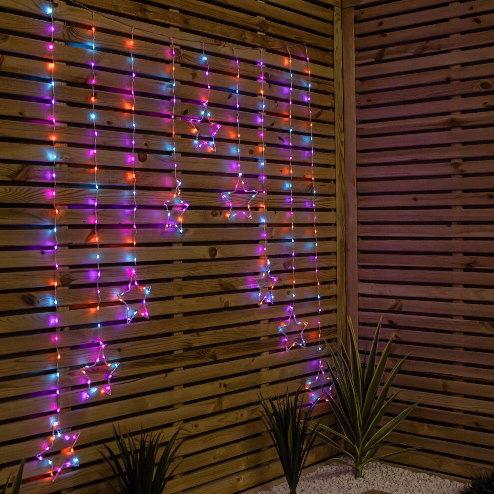 Samuel Alexander FlexiBrights 258 Rainbow LED Star Clear Cable Curtain Light 1.2 x 1.2m - image 2