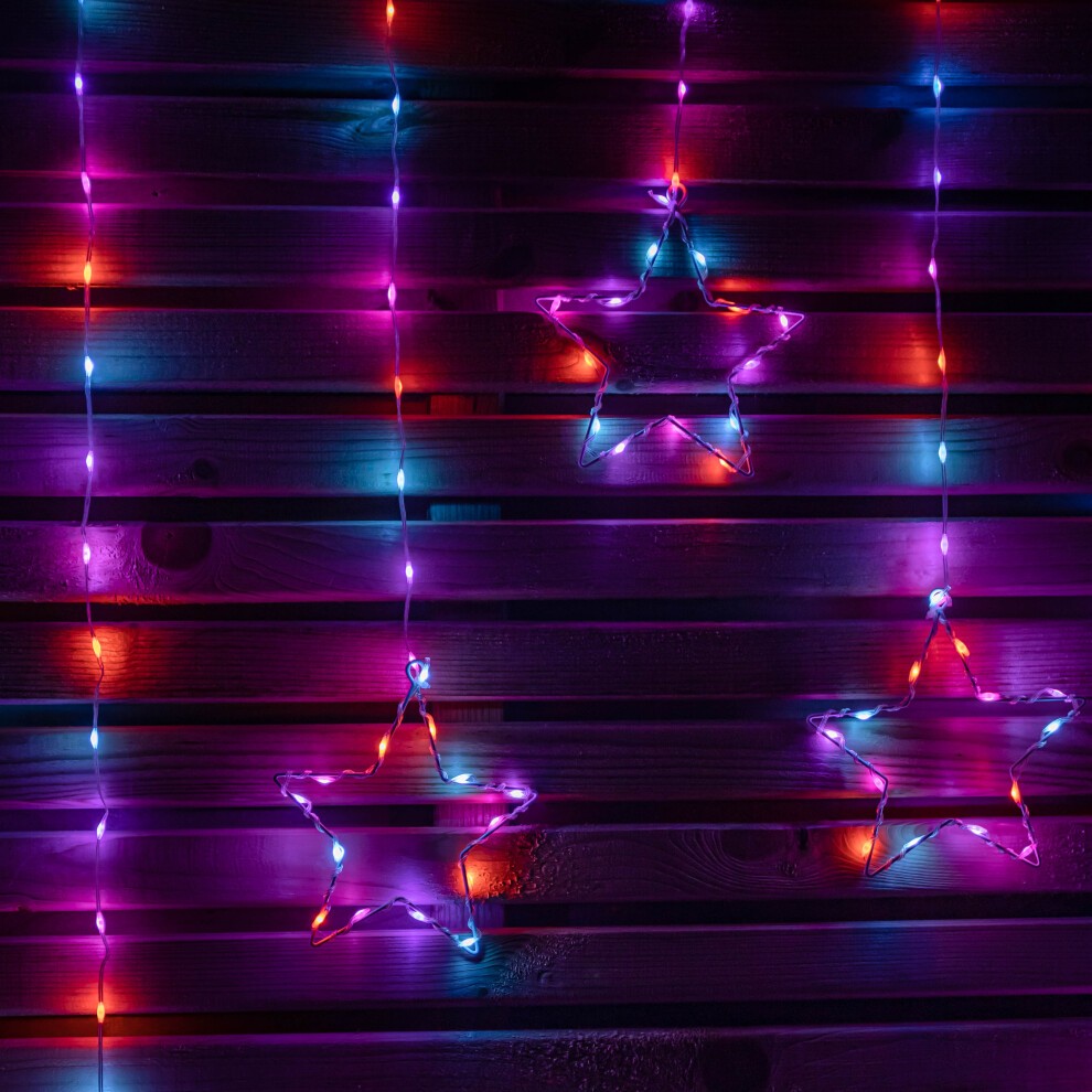 Samuel Alexander FlexiBrights 258 Rainbow LED Star Clear Cable Curtain Light 1.2 x 1.2m - image 5