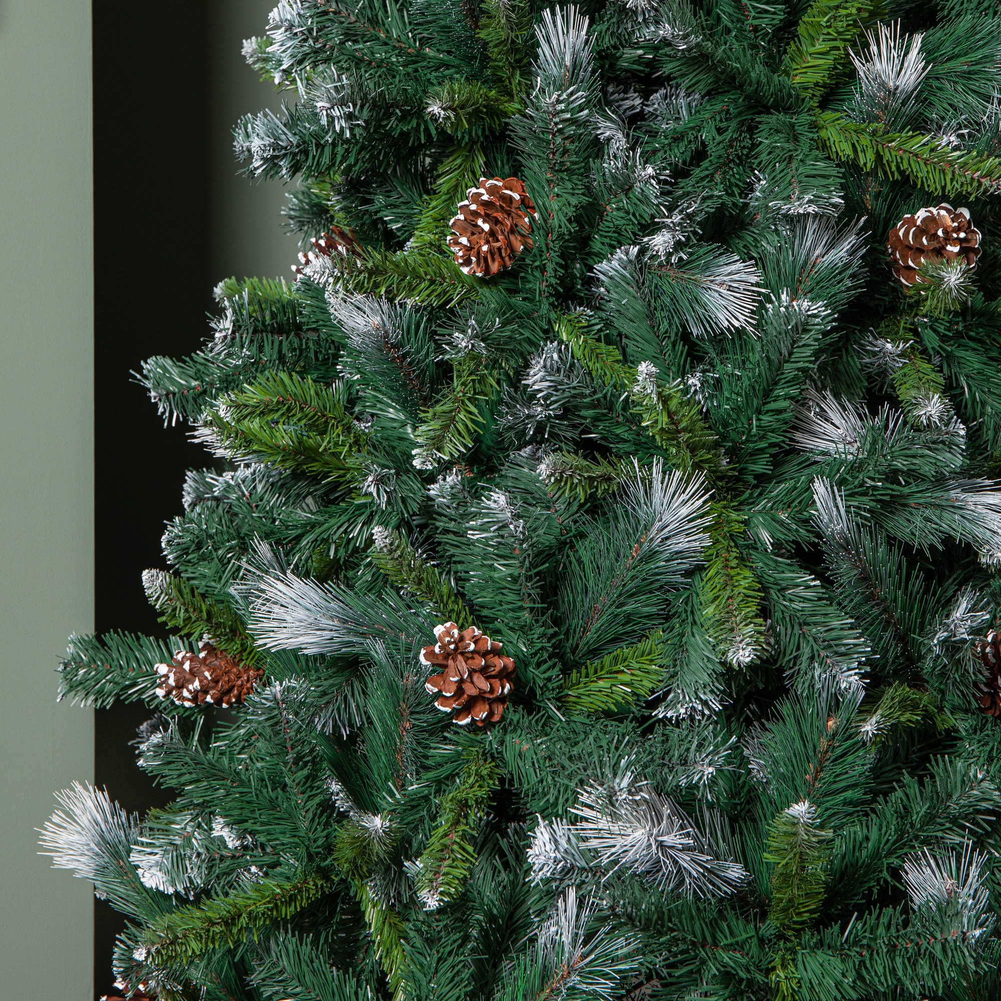 Samuel Alexander Frosted Glacier Pine Snow Tipped Christmas Tree with Pinecones 7ft - image 4