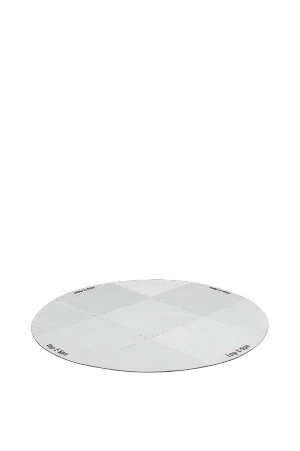 Round grey floor protector mat for Lay-Z-Spa hot tubs, made of durable material with a textured surface, designed to provide insulation and protect the ground beneath.