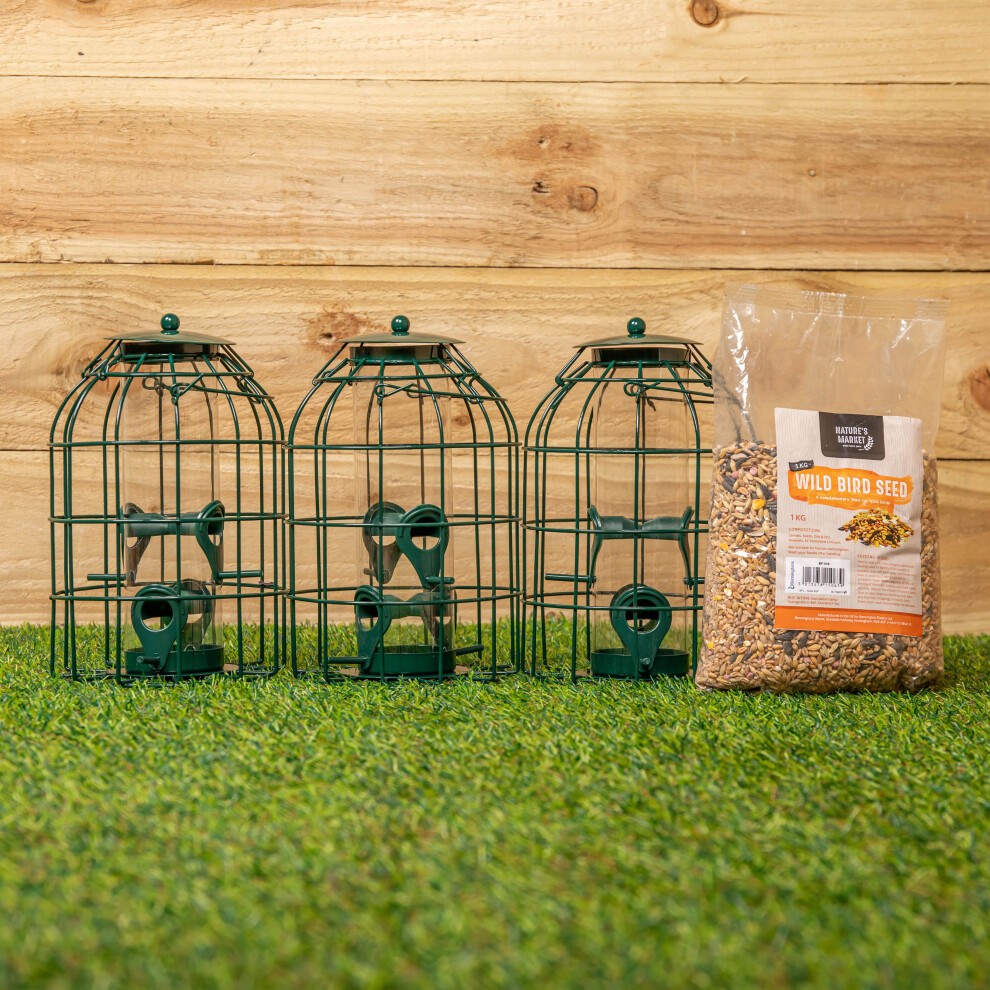 Samuel Alexander Metal Hanging Bird Feeder with Seed Feed 3 Pack - image 5