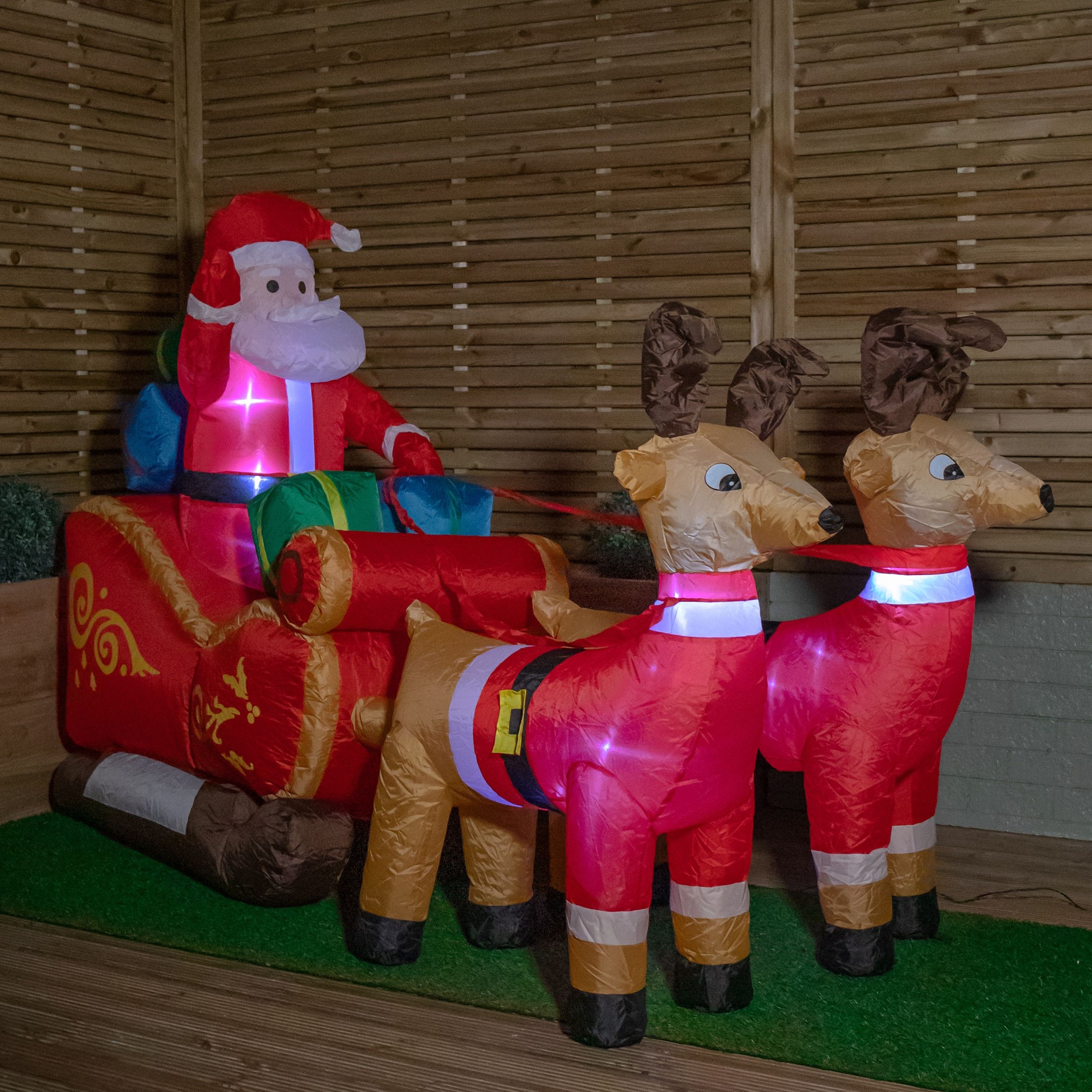 Samuel Alexander Santa Sleigh and Reindeer Light Up Inflatable Christmas Decoration 8ft - image 3