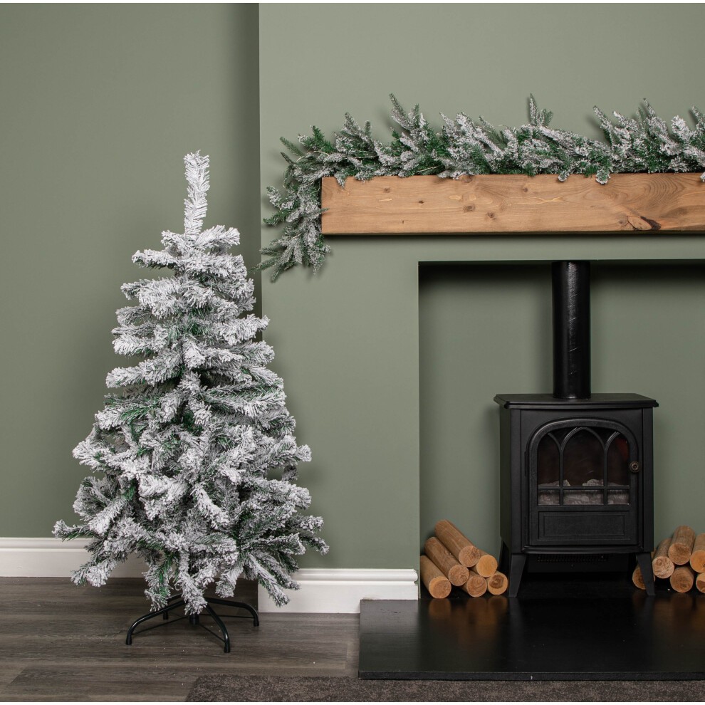 Samuel Alexander Snow Flocked Artificial Christmas Tree with Green Metal Stand 4ft - image 2