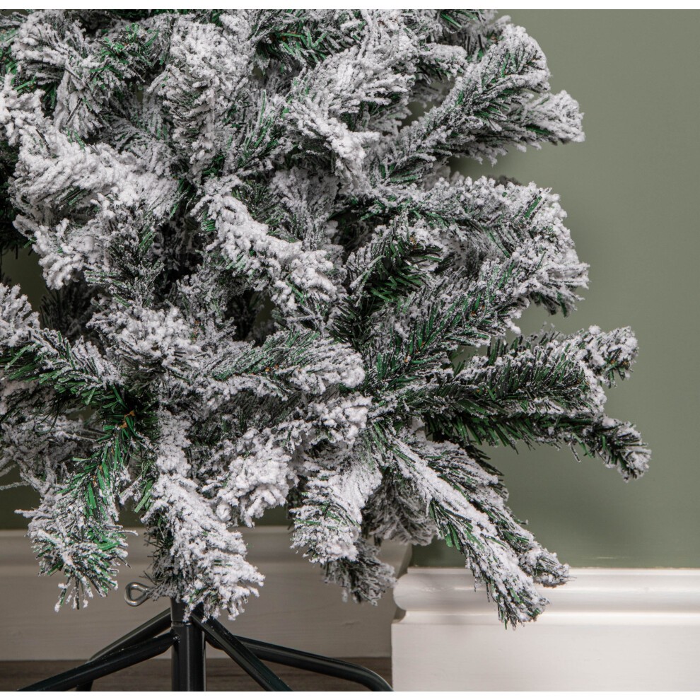 Samuel Alexander Snow Flocked Artificial Christmas Tree with Green Metal Stand 4ft - image 5