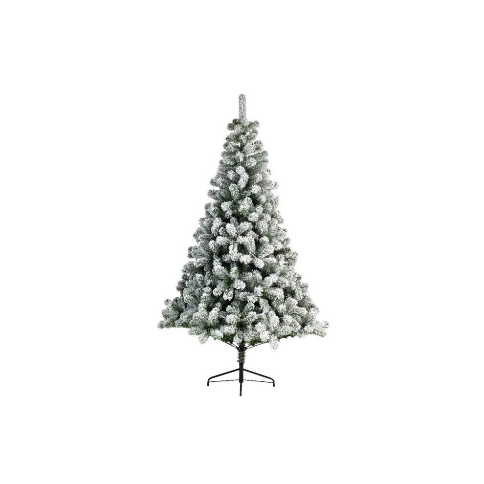 5ft artificial Christmas tree with snowy white tips and green fir branches, featuring a sturdy black metal stand.