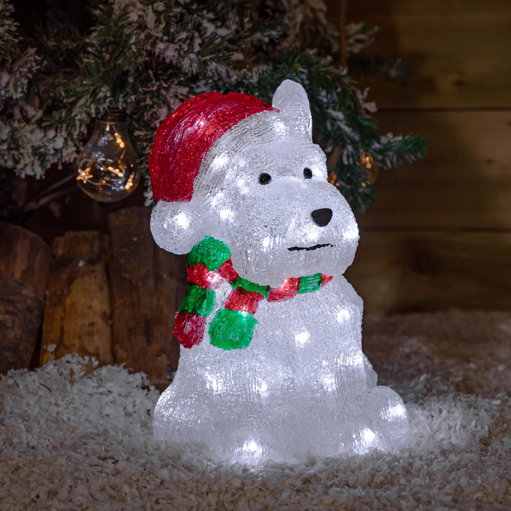 Samuel Alexander White LED Acrylic Westie Dog Christmas Decoration 31cm - image 4