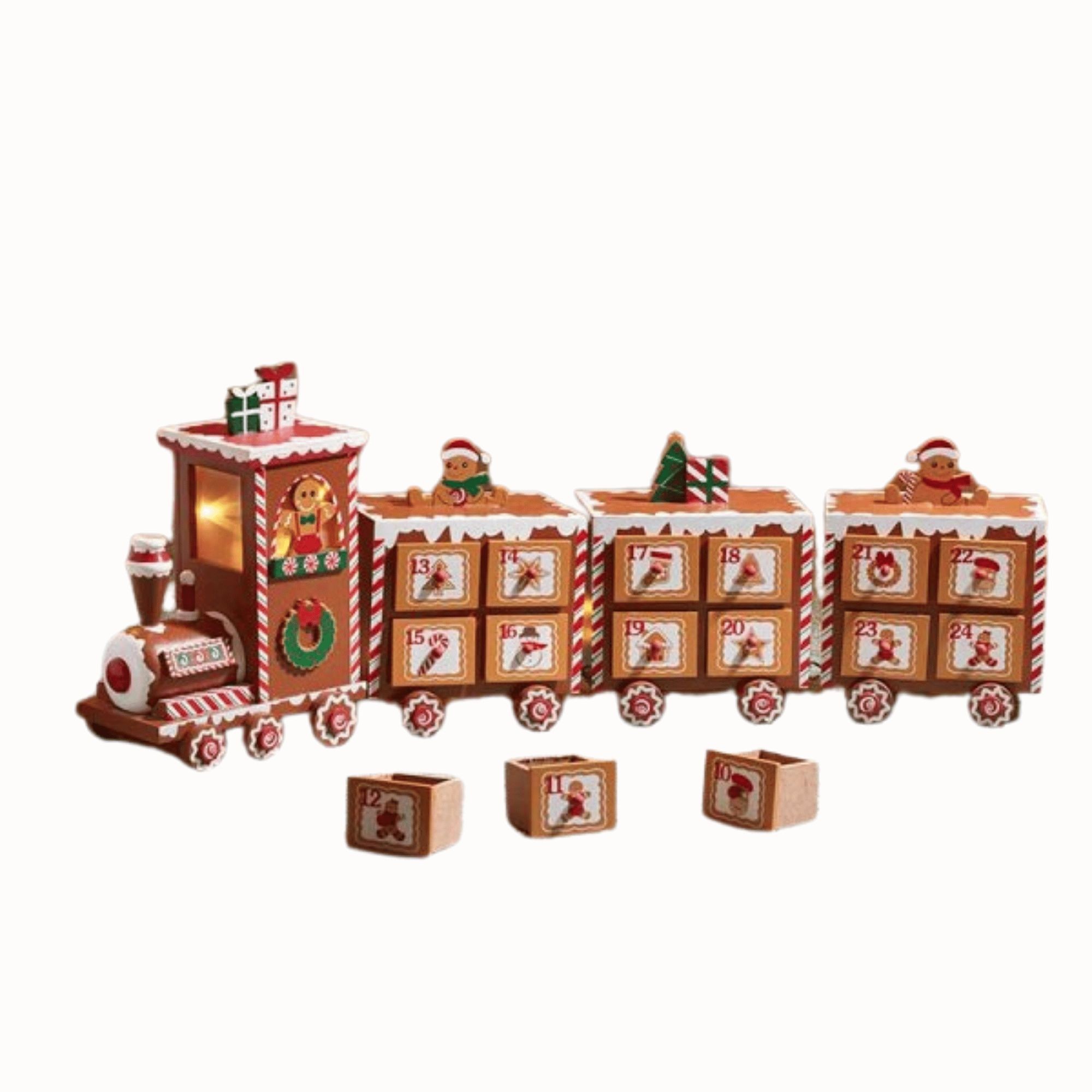 Samuel Alexander Wooden Gingerbread Express Train Advent Calendar Christmas Decoration 19 x 50cm - image 4