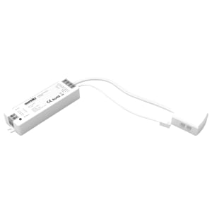 White Sensio SE772990 single colour receiver with four ports, measuring 30m, featuring a sleek design and connecting wires for easy installation.