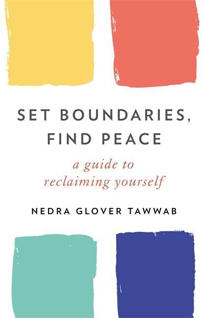 Book cover featuring the title "Set Boundaries, Find Peace" in bold black text, with colorful square blocks in yellow, blue, and coral, and the author's name below in smaller font.
