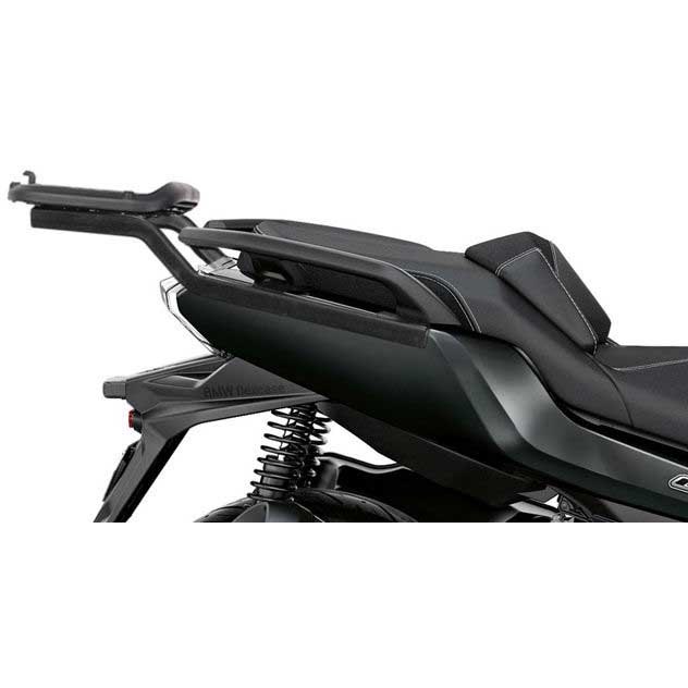 Black Top Master Topcase Fitting by Shad, featuring a sturdy design with a sleek finish, measuring 65 cm, suitable for secure attachment on motorcycle rear.