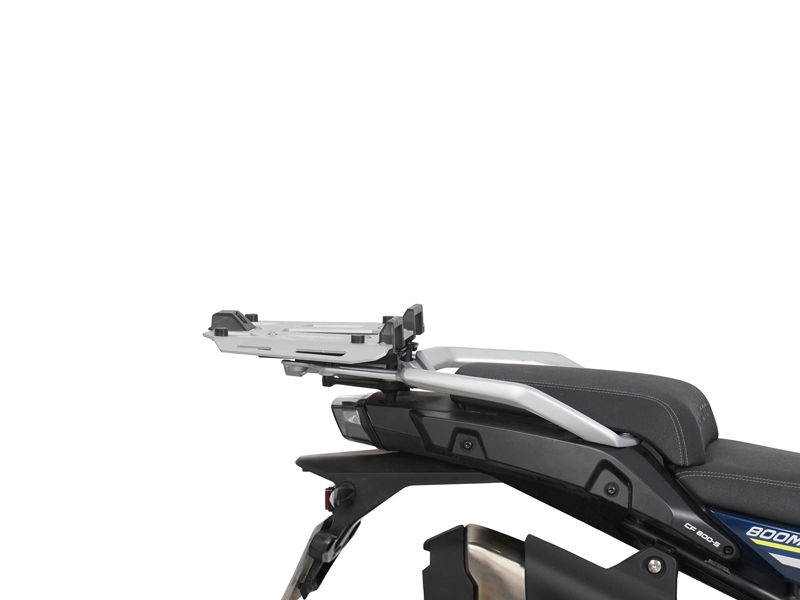 SHAD Top Master Topcase Carrier in silver and black, featuring a sturdy metal frame with a flat platform for secure topcase attachment, designed for motorcycle use.