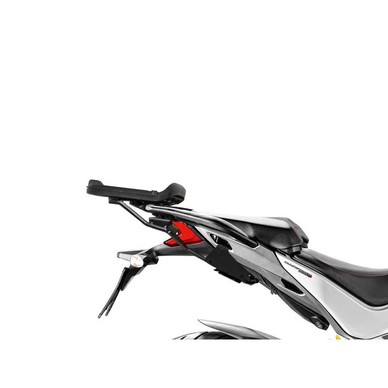 Black SHAD Top Master Topcase Fitting designed for motorcycle use, featuring a sturdy metal frame and sleek design, compatible with various topcases for secure storage.