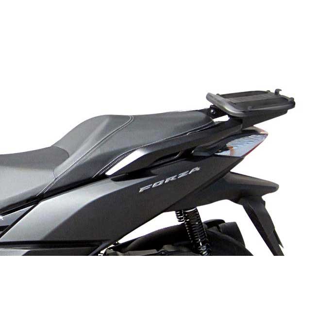 Black SHAD Top Master Topcase fitting designed for motorcycles, featuring a sturdy base and sleek lines, compatible with a 40 cm topcase, mounted on a bike's rear seat.