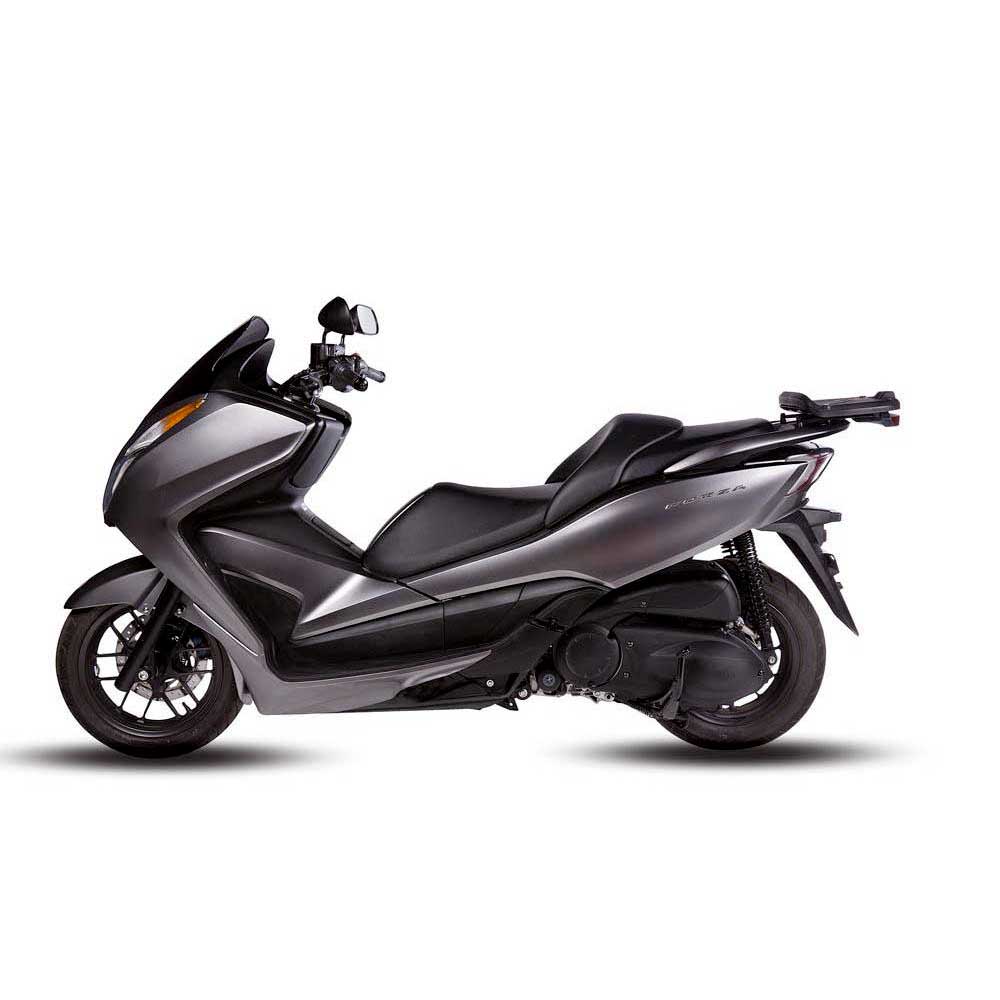 Black SHAD Top Master Topcase Fitting, measuring 25 cm, features a sturdy design suitable for secure motorcycle storage, with a sleek finish and robust mounting points.
