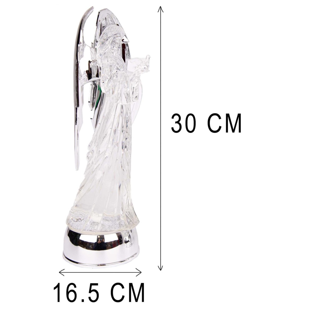 Shatchi Acrylic Glitter Swirling LED Light Up Front Face Angel Figure Christmas Water Spinner 33cm - image 2